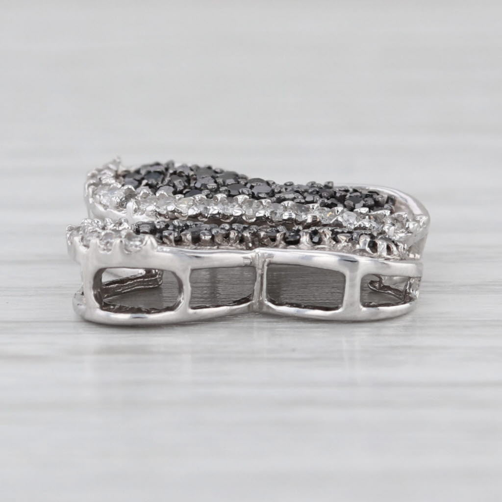 0.57ctw Black White Diamond Floating Butterfly Pendant 14k White Gold