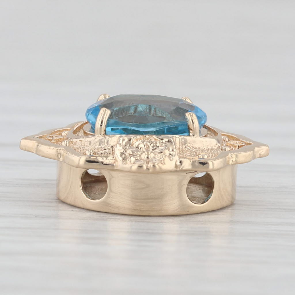 Light Gray 2.40ct Blue Topaz Slide Bracelet Charm 14k Yellow Gold Richard Glatter