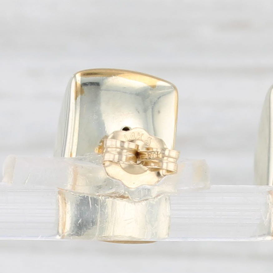 Light Gray Beveled Stud Earrings 14k Yellow Gold