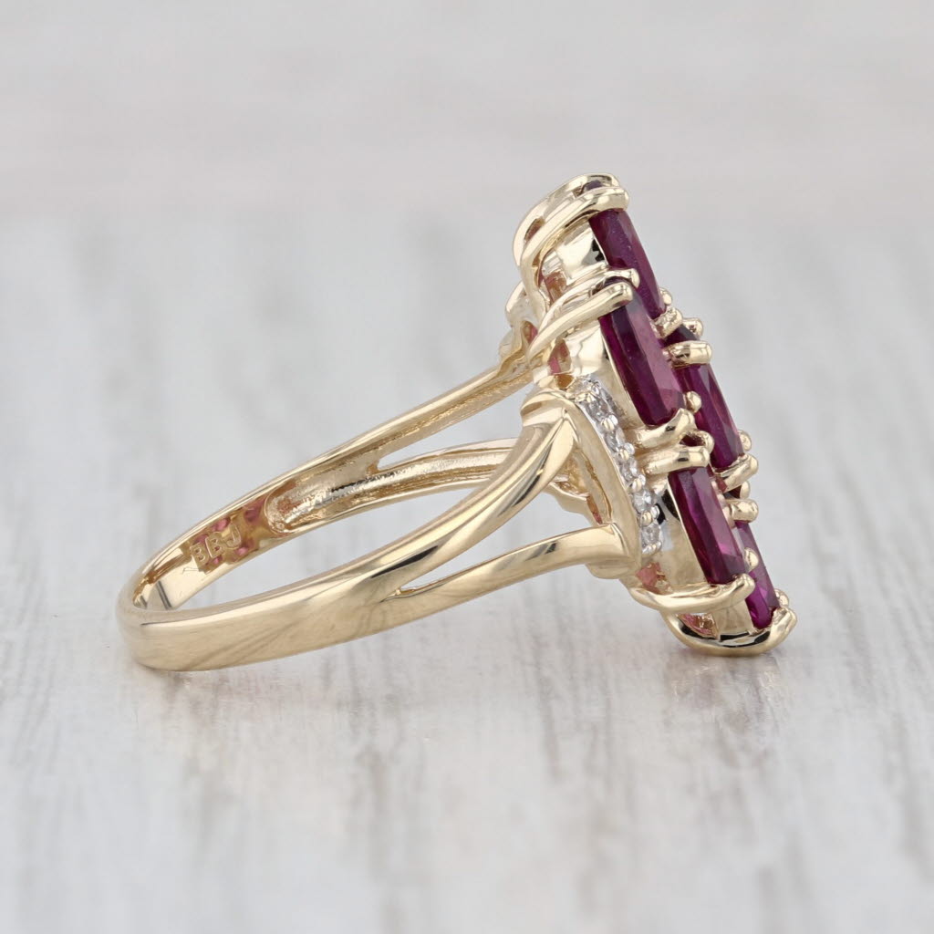 3.47ctw Garnet Cluster Diamond Ring 10k Yellow Gold Size 6