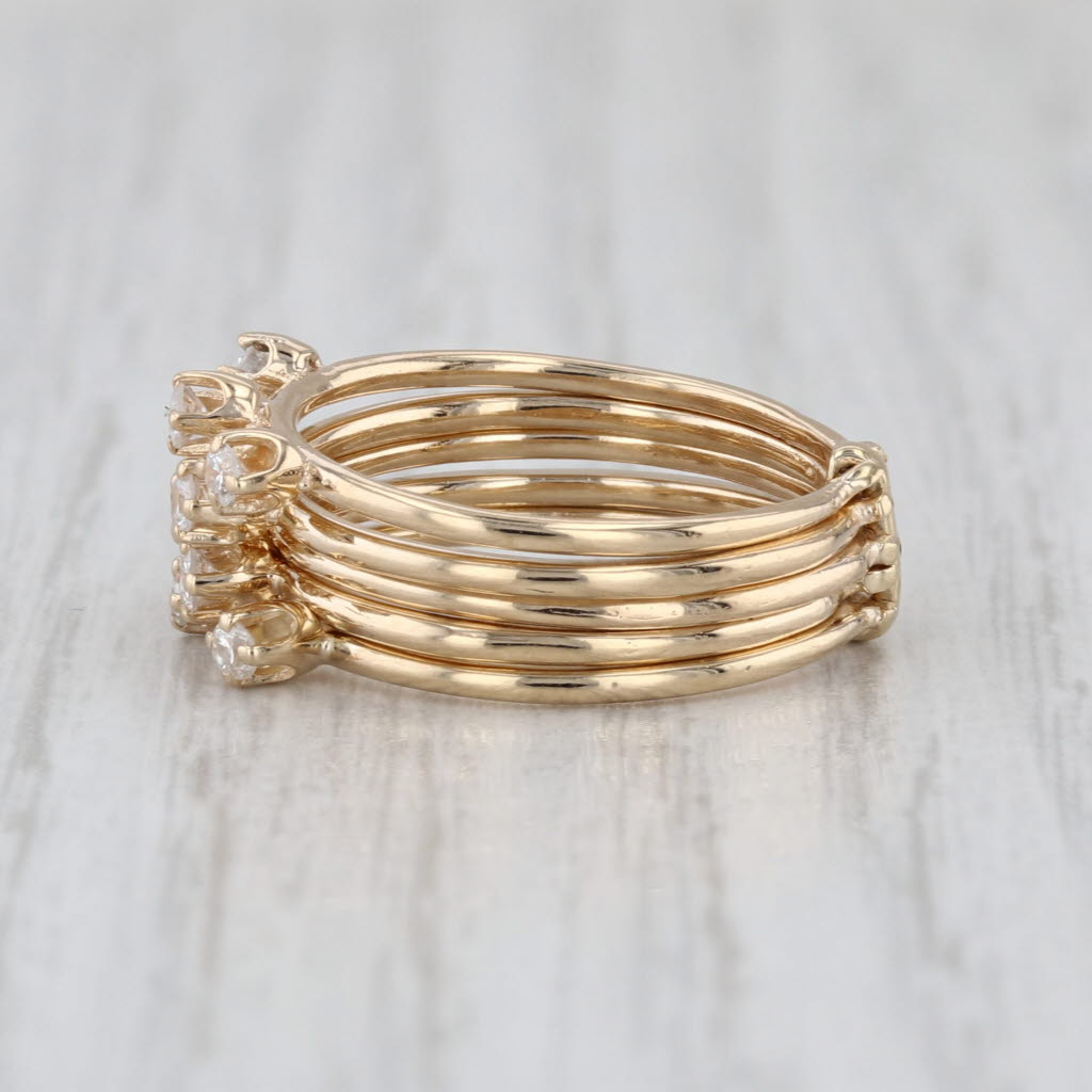 0.27ctw Diamond Harem Ring 14k Yellow Gold Multiband 5-Band Size 4.75