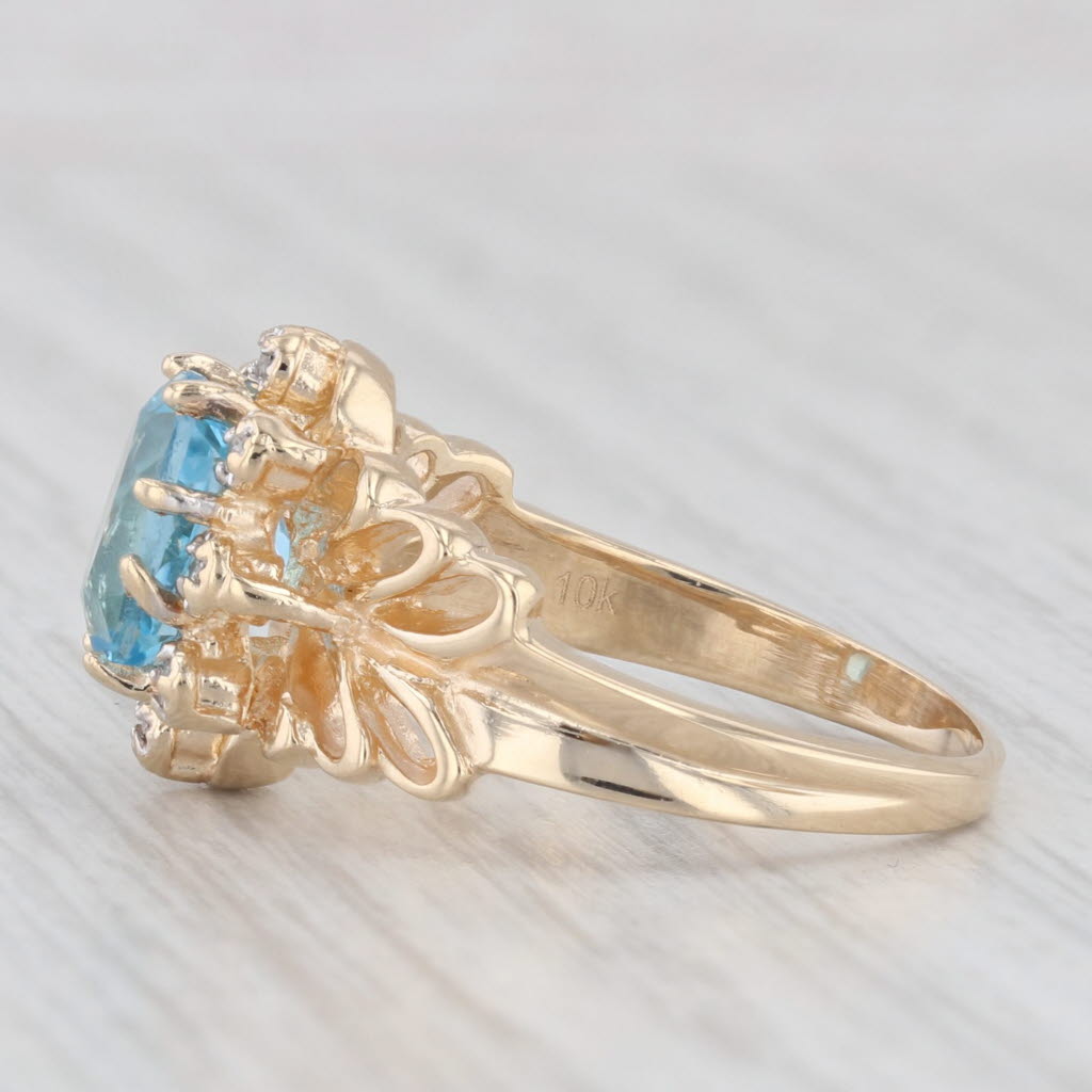 Light Gray 1.66ctw Oval Blue Topaz Diamond Ring 10k Yellow Gold Size 6