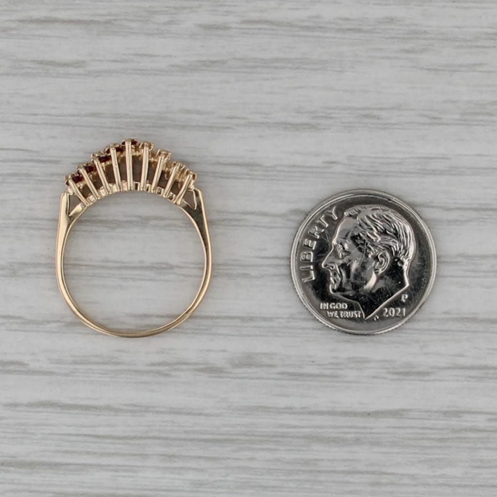 0.32ctw Ruby Diamond Ring 14k Yellow Gold Size 6.75 Stackable Tiered