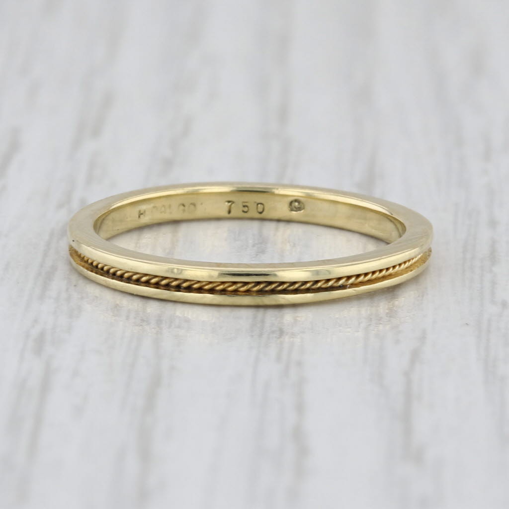 Hidalgo Rope Accented Ring 18k Yellow Gold Size 7.5 Stackable Wedding Band