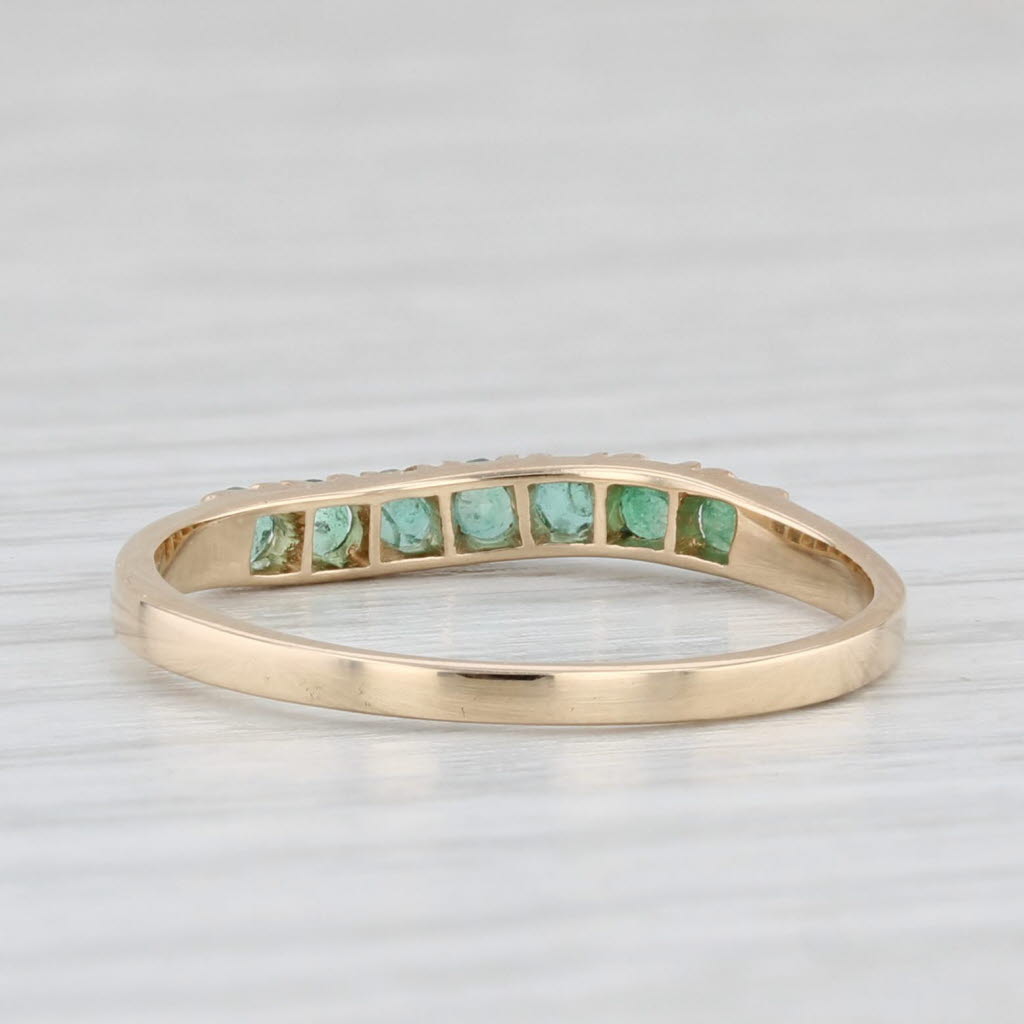 Light Gray 0.26 ctw Emerald 14K Yellow Gold Asymmetrical Stackable Ring Size 6.75