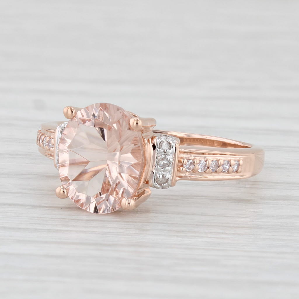 Light Gray 2.48ctw Oval Pink Morganite Diamond Ring 10k Rose Gold Size 8 Engagement