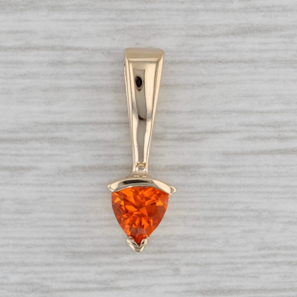 Gray 0.28ct Orange Fire Opal Pendant 14k Yellow Gold Small Solitaire Drop