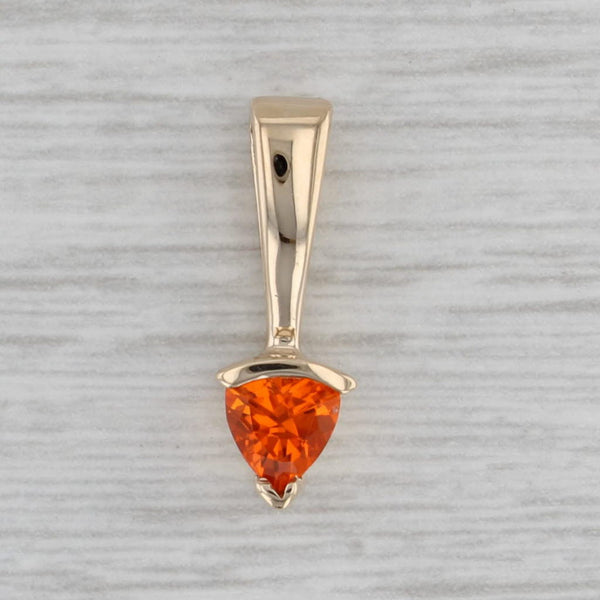 0.28ct Orange Fire Opal Pendant 14k Yellow Gold Small Solitaire Drop
