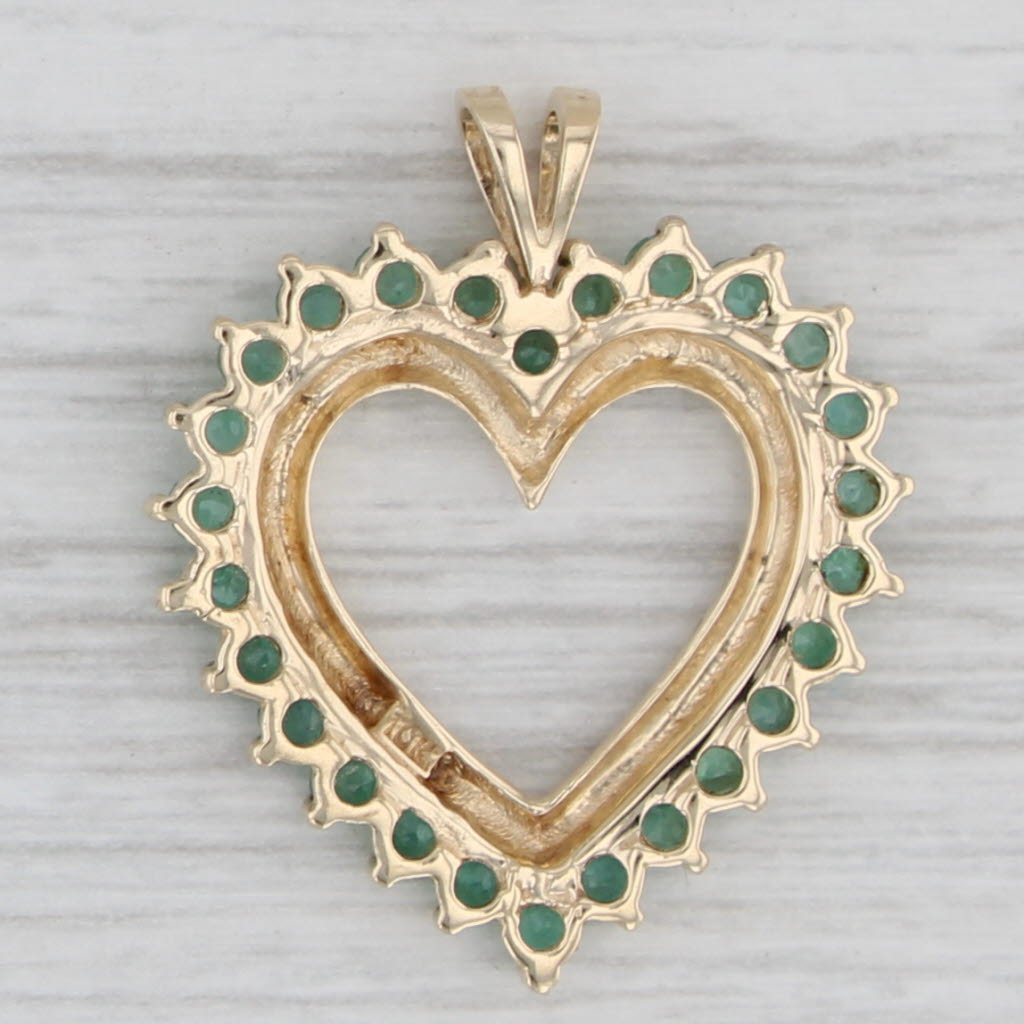 Gray 1ctw Emerald Framed Open Heart Pendant 10k Yellow Gold