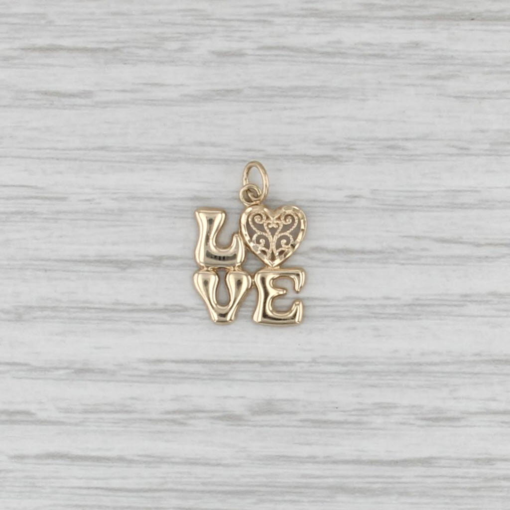 Love Filigree Heart Pendant 14k Yellow Gold Charm Gift Keepsake
