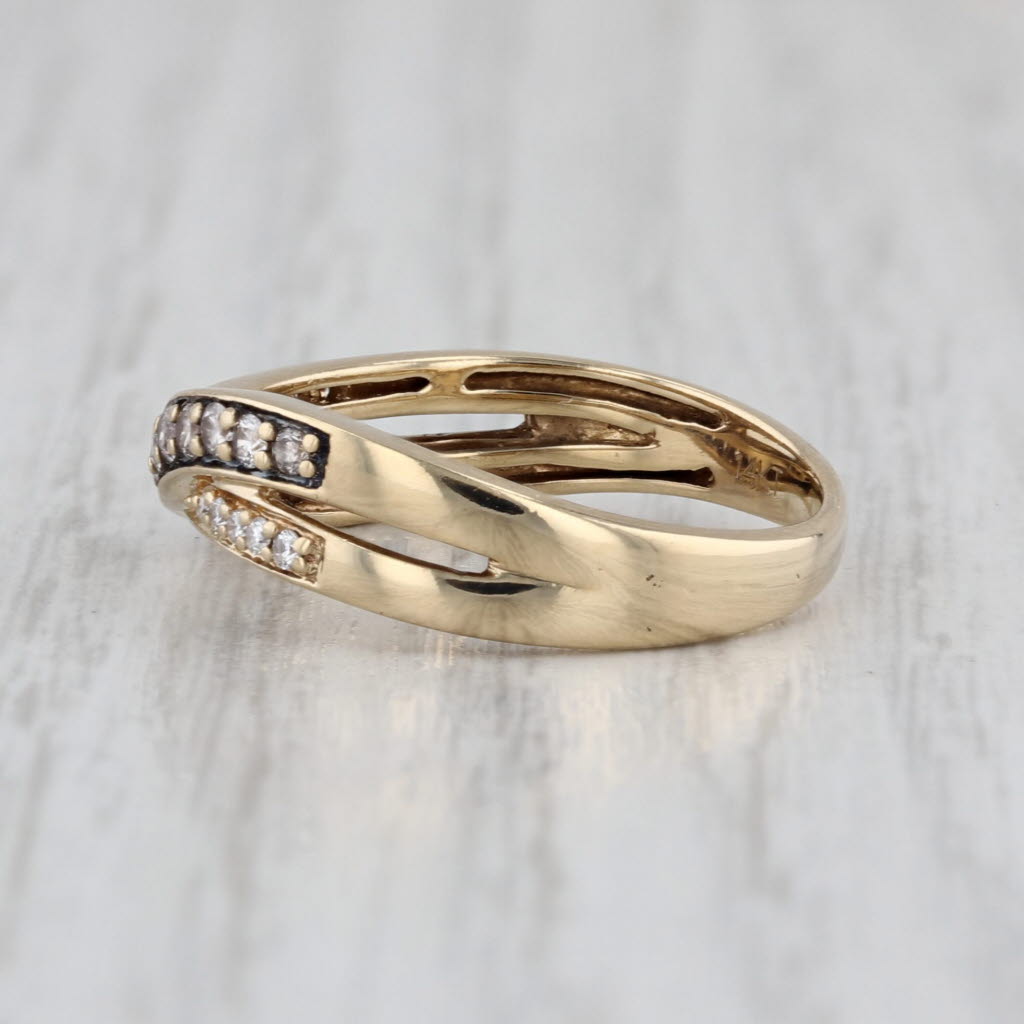 Le Vian 0.23ctw Diamond Cross Over Ring 14k Yellow Gold Size 6.75 Stackable Band