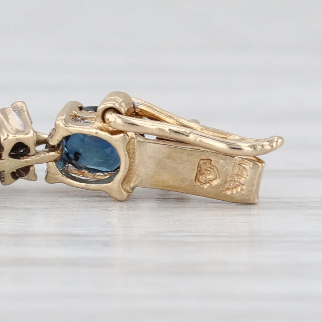 7.68ctw Blue Sapphire Diamond Tennis Bracelet 14k Yellow Gold 7.75" 3.4mm