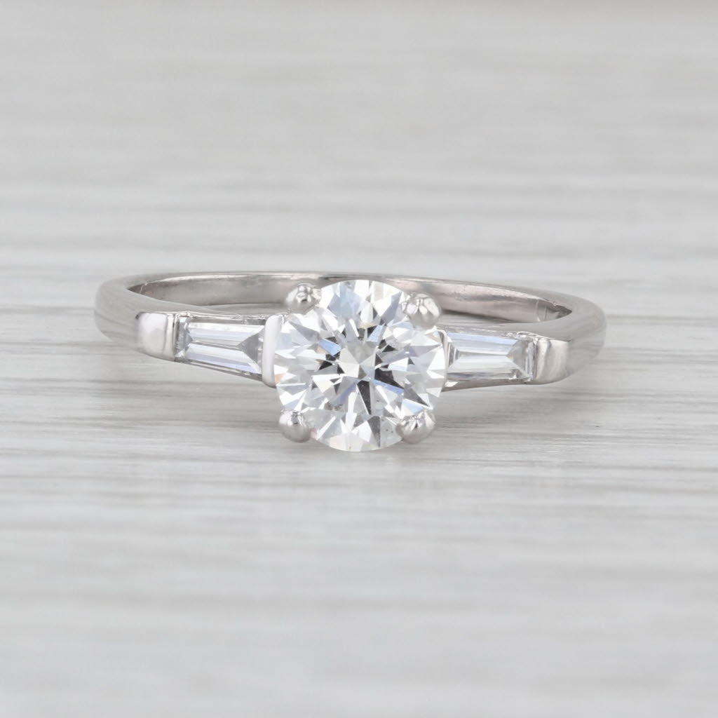 1.11ctw Lab Grown Diamond Engagement Ring Platinum Vintage Band New Diamond IGI