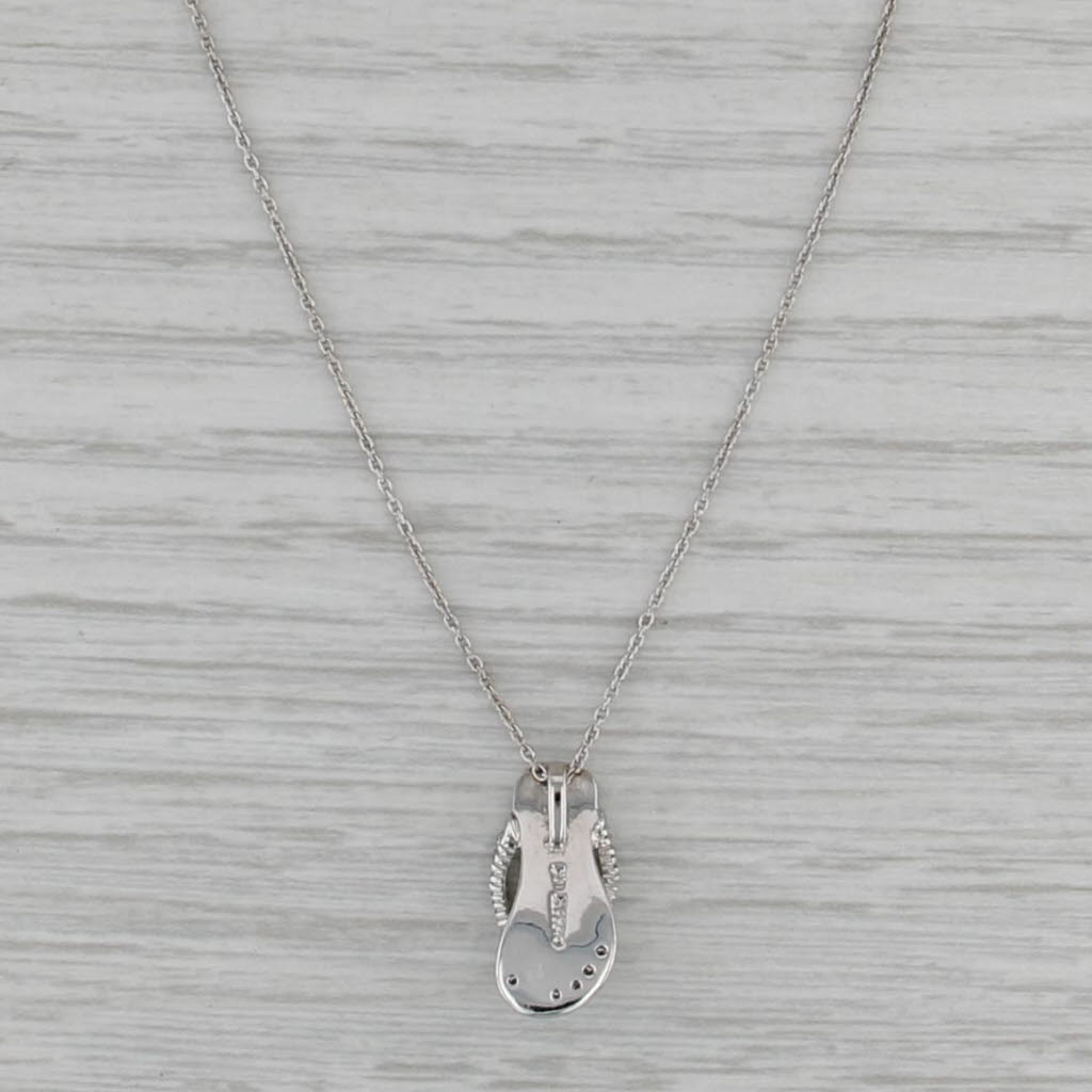 Roberto Coin Flip Flop Pendant Necklace 18k White Gold 16" Cable Chain