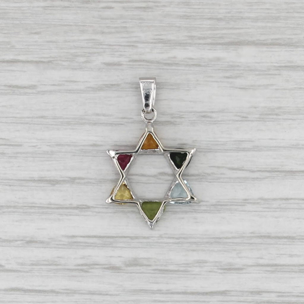 Gemstone Star Pendant 14k Gold Citrine Tourmaline Aquamarine Peridot Sapphire