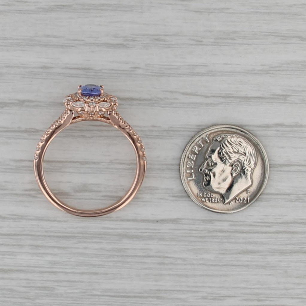 1.50ctw Tanzanite Diamond Halo Ring 14k Rose Gold Engagement Size 8.5