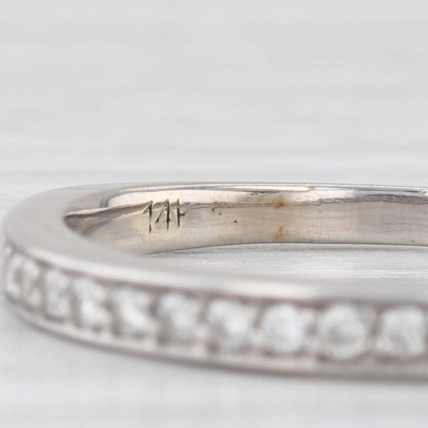 Light Gray 0.20ctw Diamond Wedding Band 14k White Gold Size 8 Stackable Bridal Ring