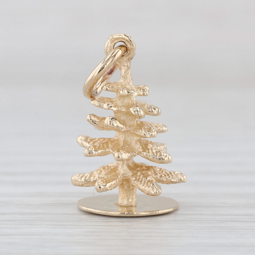 Vintage Christmas Tree Charm 14k Yellow Gold Pendant