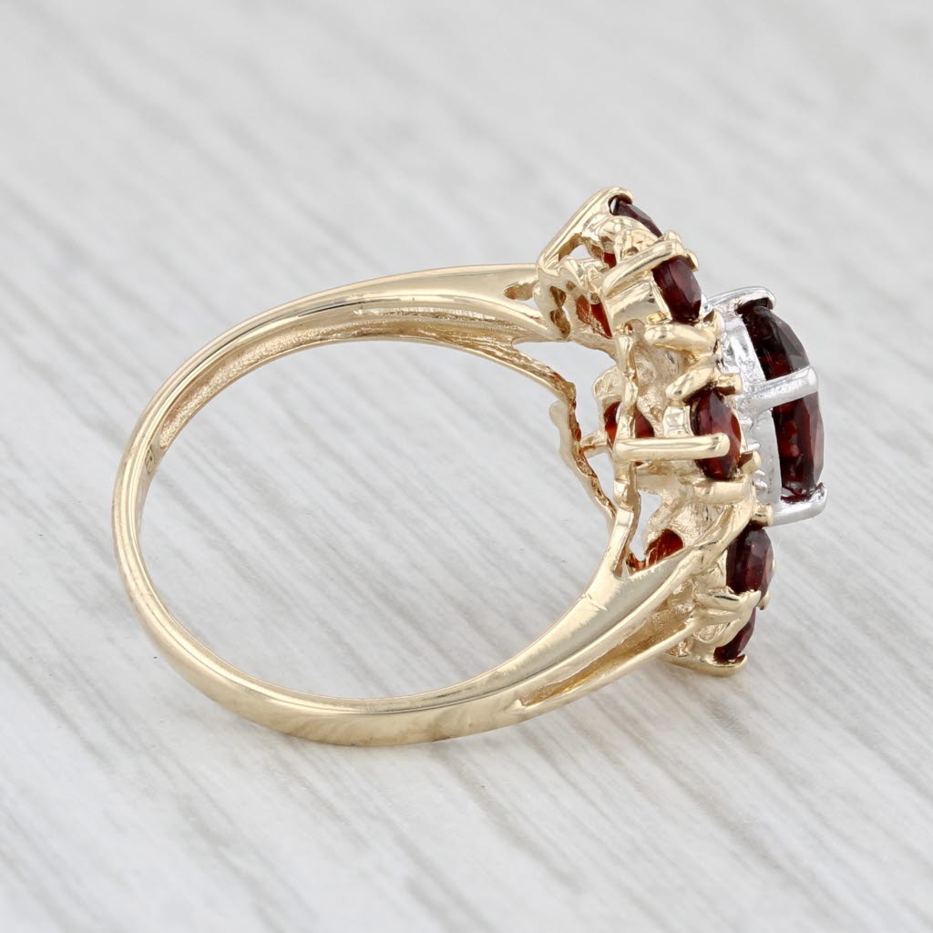 Light Gray 2.60ctw Garnet Diamond Ring 10k Yellow Gold Size 7.25 Cocktail