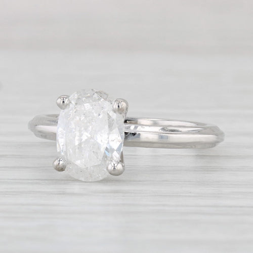 Light Gray New Oval Diamond Solitaire Engagement Ring 14k White Gold Size 6.75