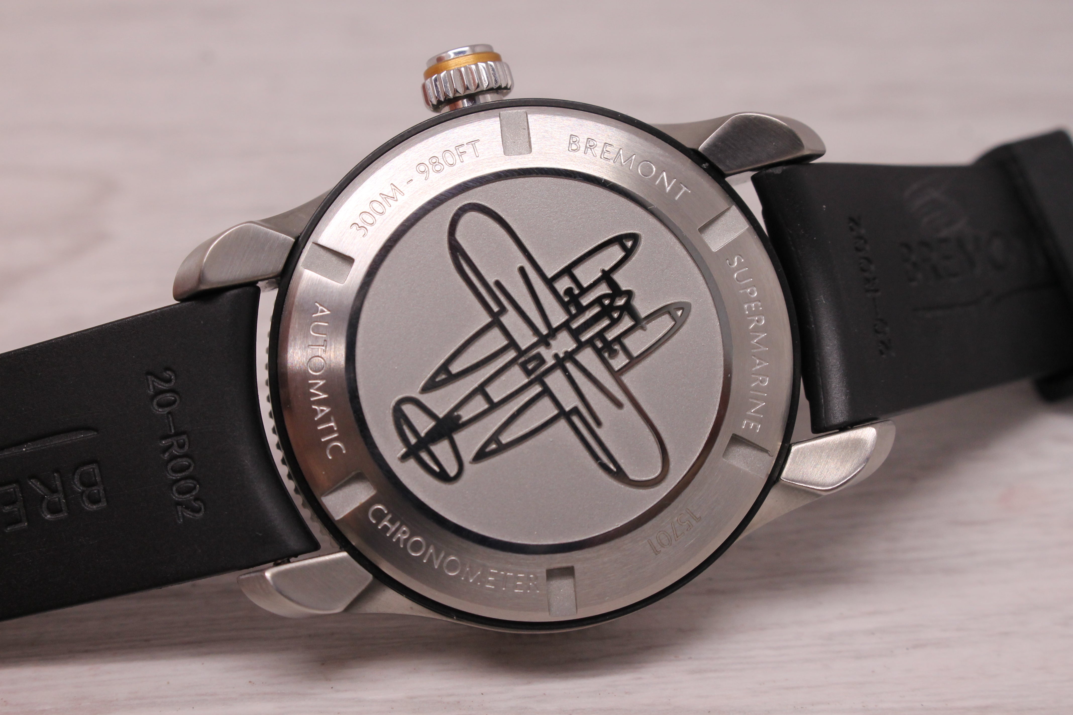 Dark Gray Bremont Supermarine S300 40mm Mens Steel Automatic Divers Watch Rubber Strap