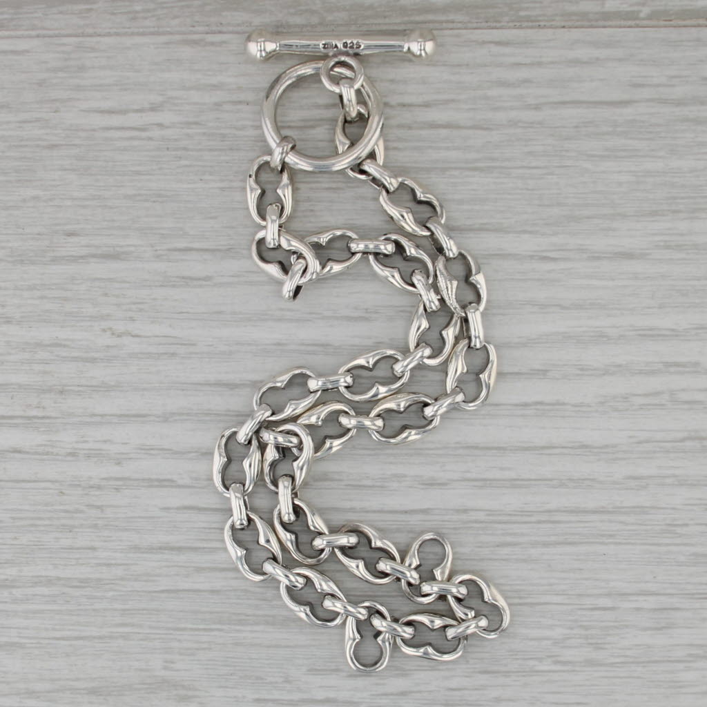 Anchor Mariner Chain Necklace Sterling Silver 16.5" 9.1mm Toggle Clasp Zina
