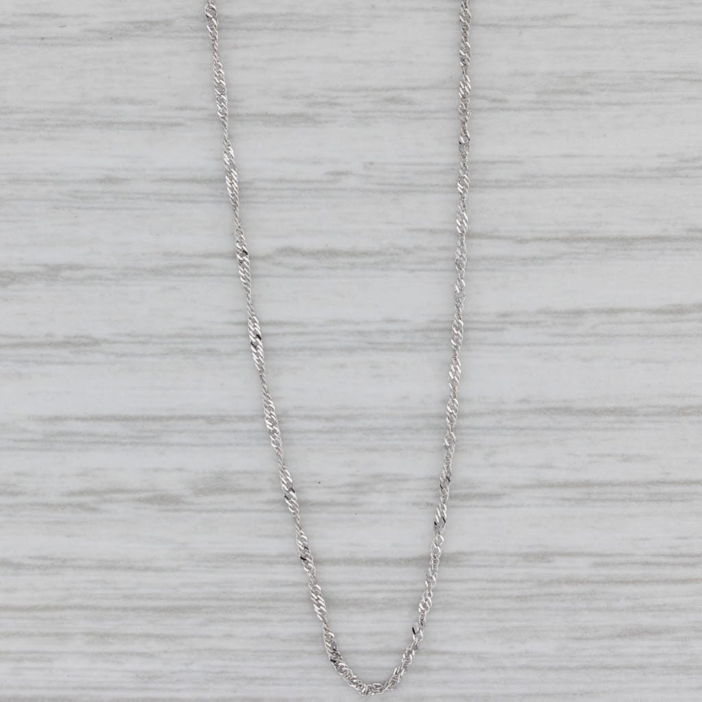 Gray Singapore Chain Necklace 18k White Gold 16" 1mm