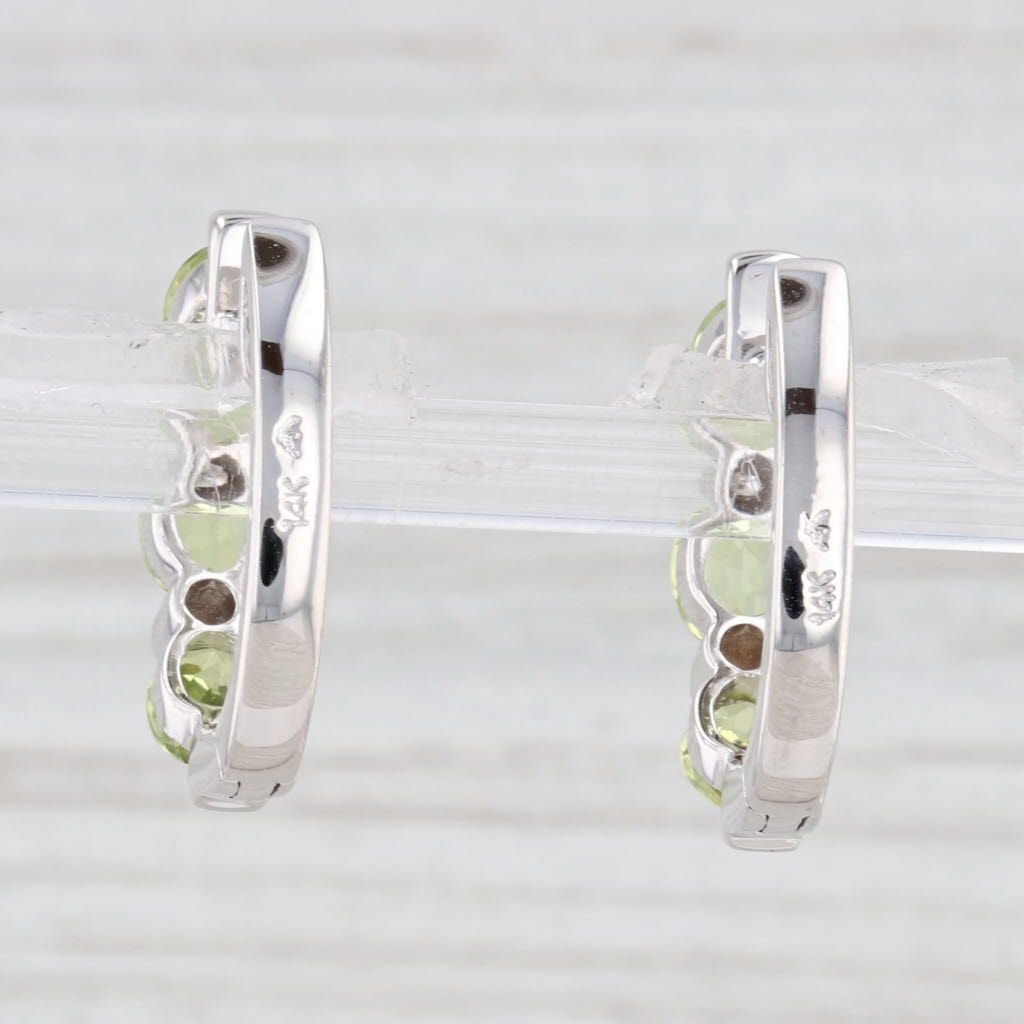 Light Gray New 2.30ctw Peridot Diamond Hoop Earrings 14k White Gold Hinged Snap Top Hoops