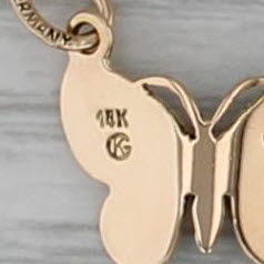 Vintage Enamel Butterfly Charm 14k Yellow Gold Germany Pendant