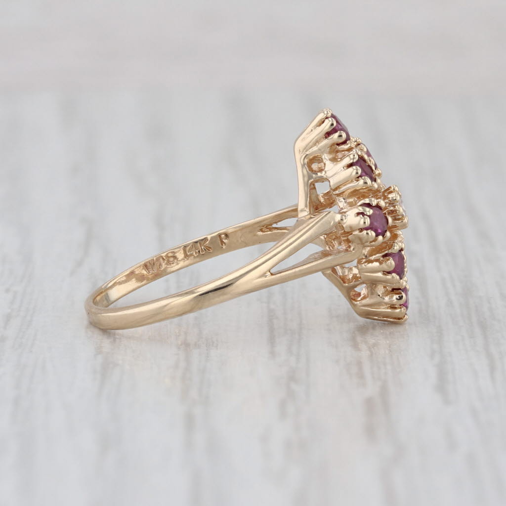 0.64ctw Ruby Diamond Cocktail Ring 14k Yellow Gold Size 6.25