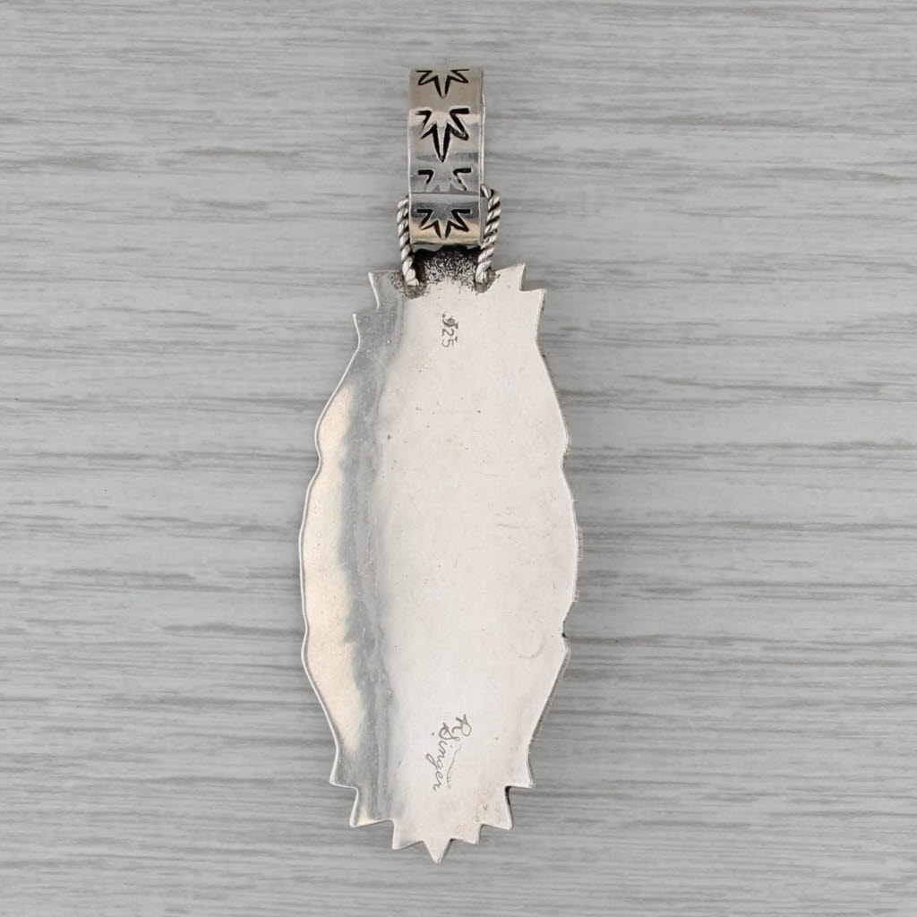 Navajo Turquoise Tribal Pendant Sterling Silver Vintage Native American Singer