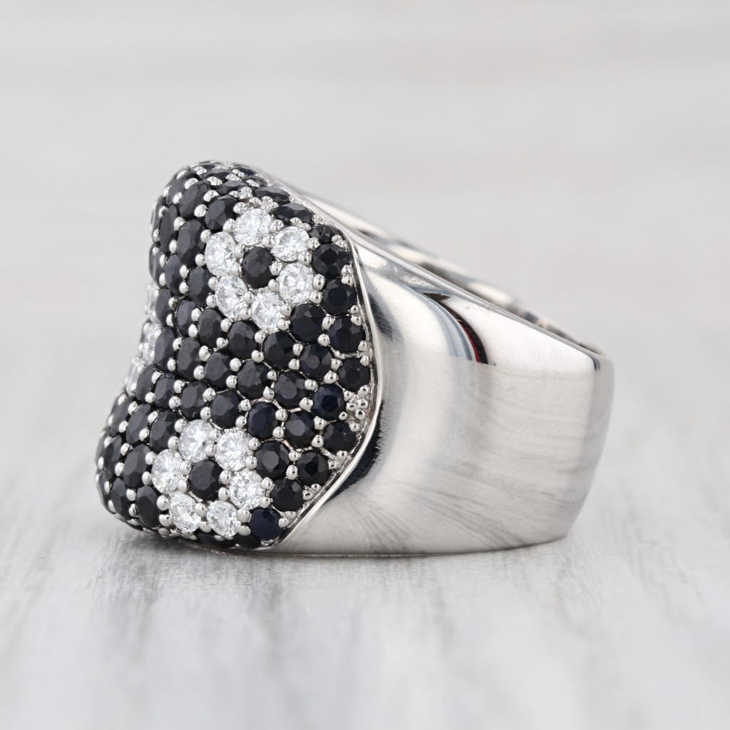 Roberto Coin Sapphire Diamond Flower Ring 18k White Gold Size 7.5 Cocktail