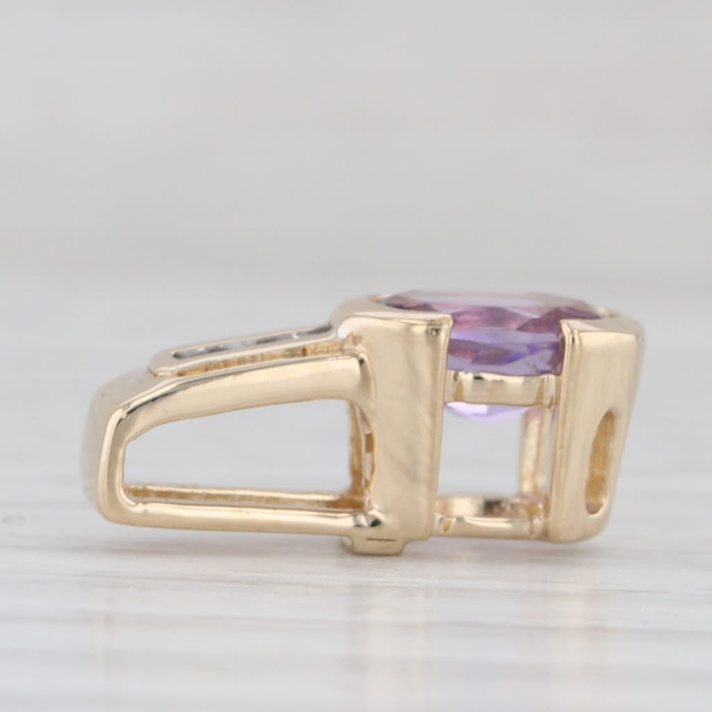 0.63ctw Amethyst Diamond Pendant 14k Yellow Gold Small Drop