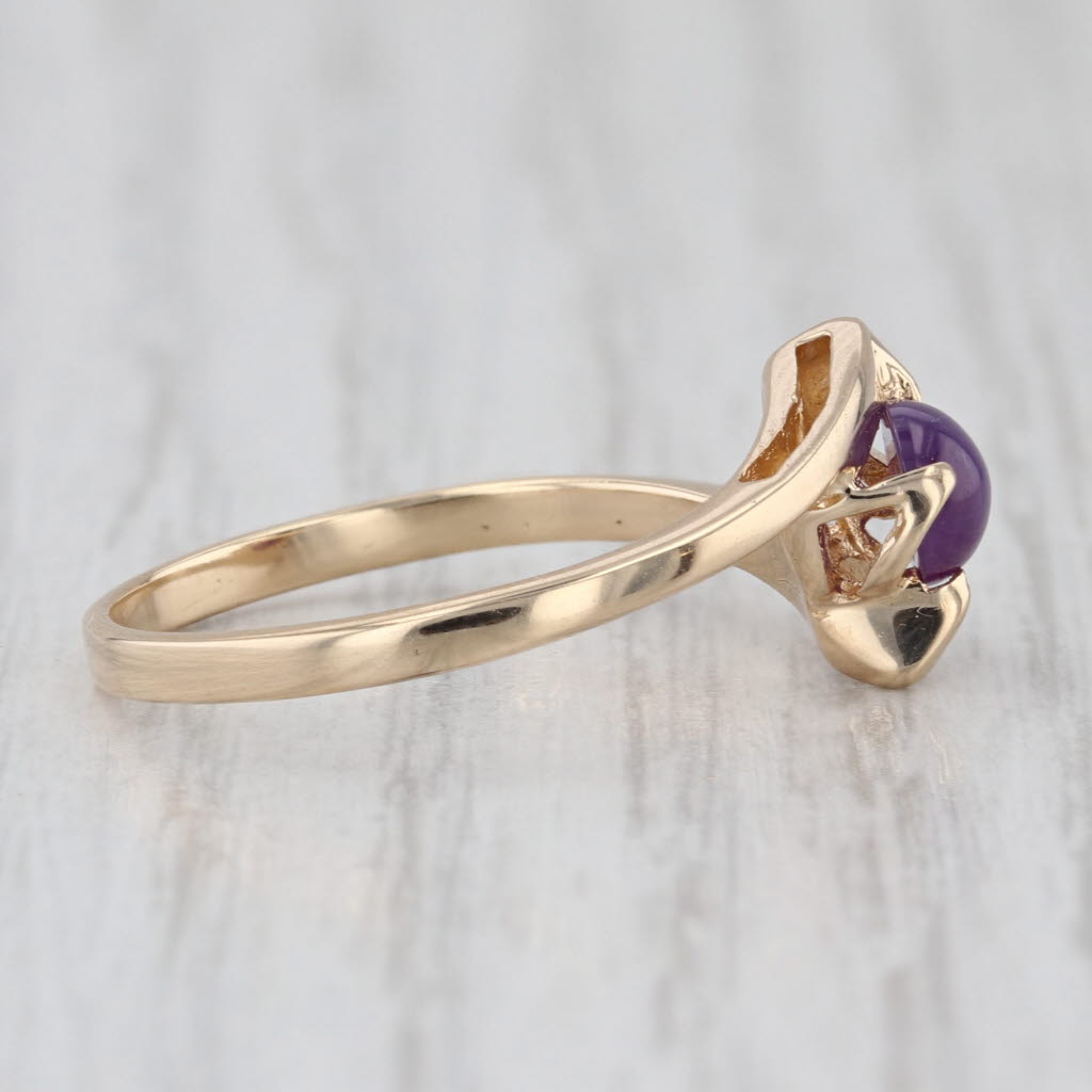 Linde Lab Created Purple Star Sapphire 14k Yellow Gold Bypass Size 6