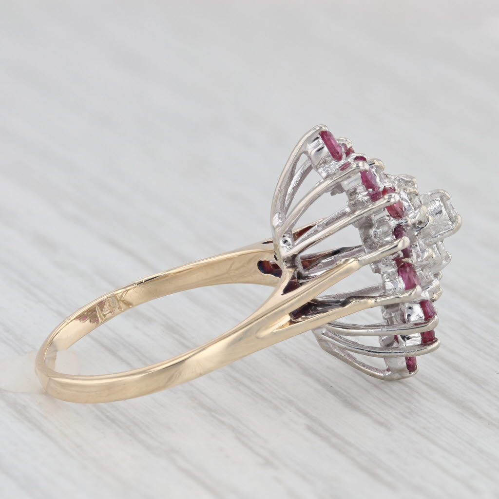 Light Gray 1.03ctw Diamond Cluster Ruby Halo Ring 14k Yellow Gold Size 7.75