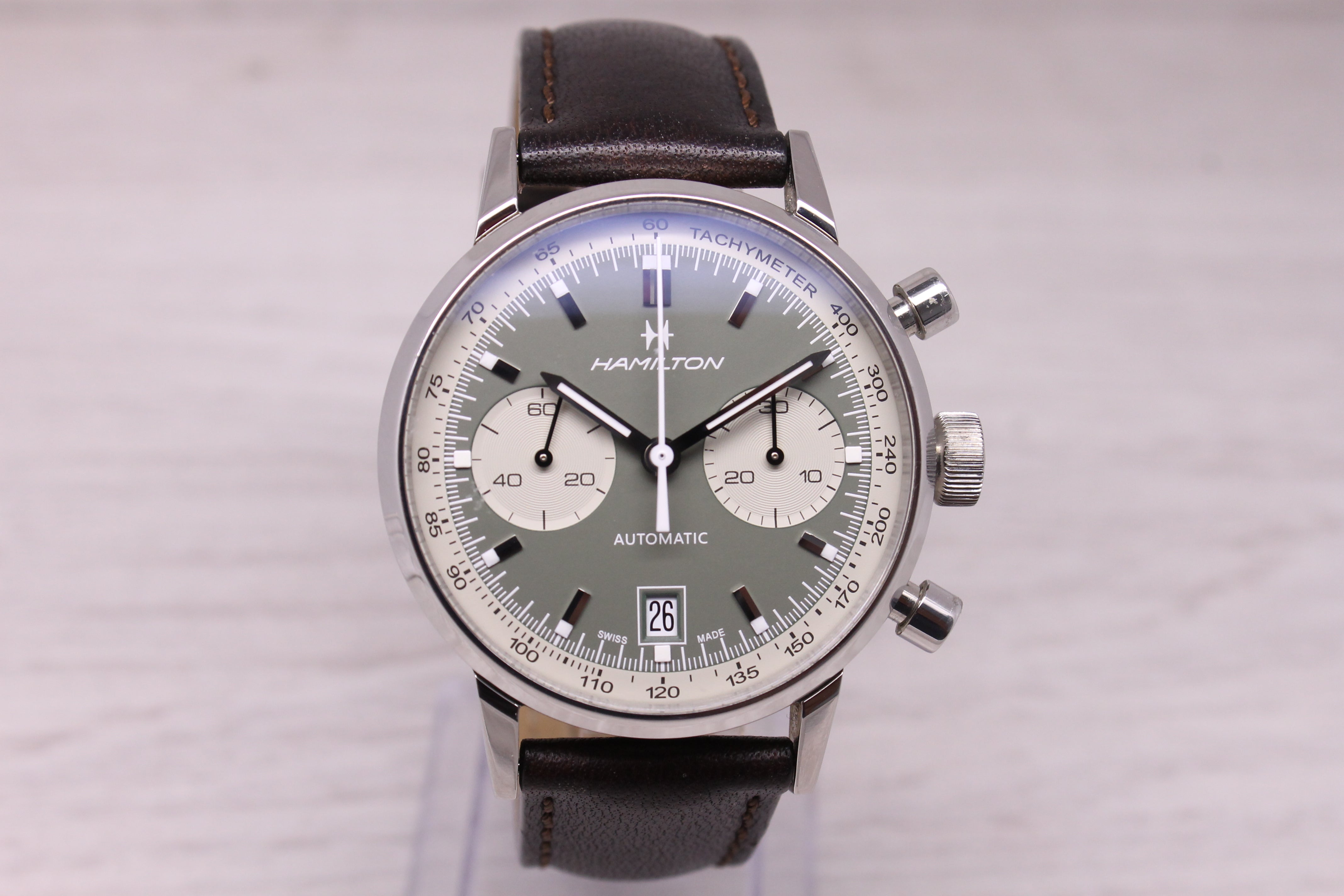 Hamilton Intra-Matic Mens 40mm Steel Automatic Chronograph Watch w Box H38416560