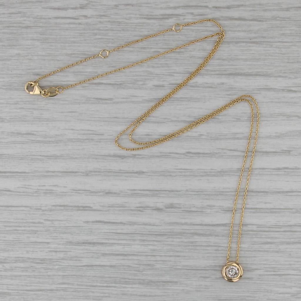 Small Diamond Slide Pendant Necklace 14k Yellow Gold 16" 17" 18" Cable Chain