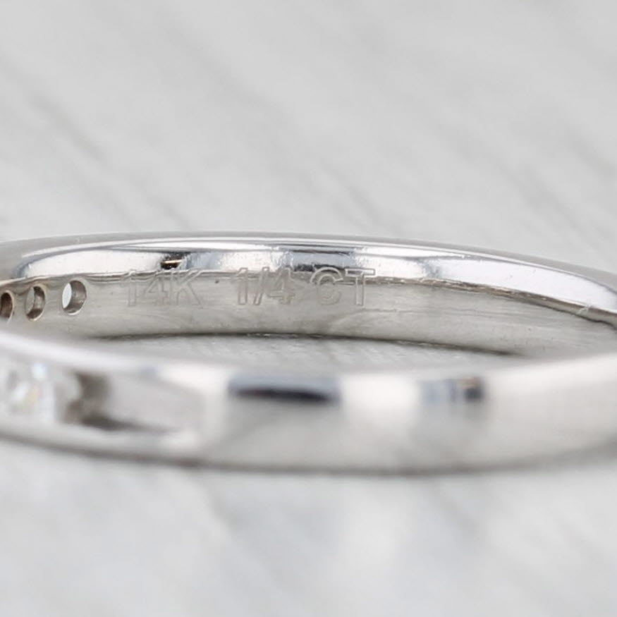 0.25ctw Channel Set Diamond Wedding Band 14k White Gold Size 5.5 Stackable Ring