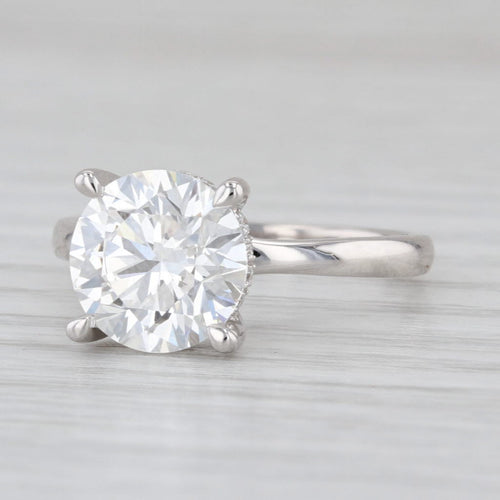 New IGI 3.14ctw Round Lab Grown Diamond Engagement Ring 14k White Gold Size 6.5