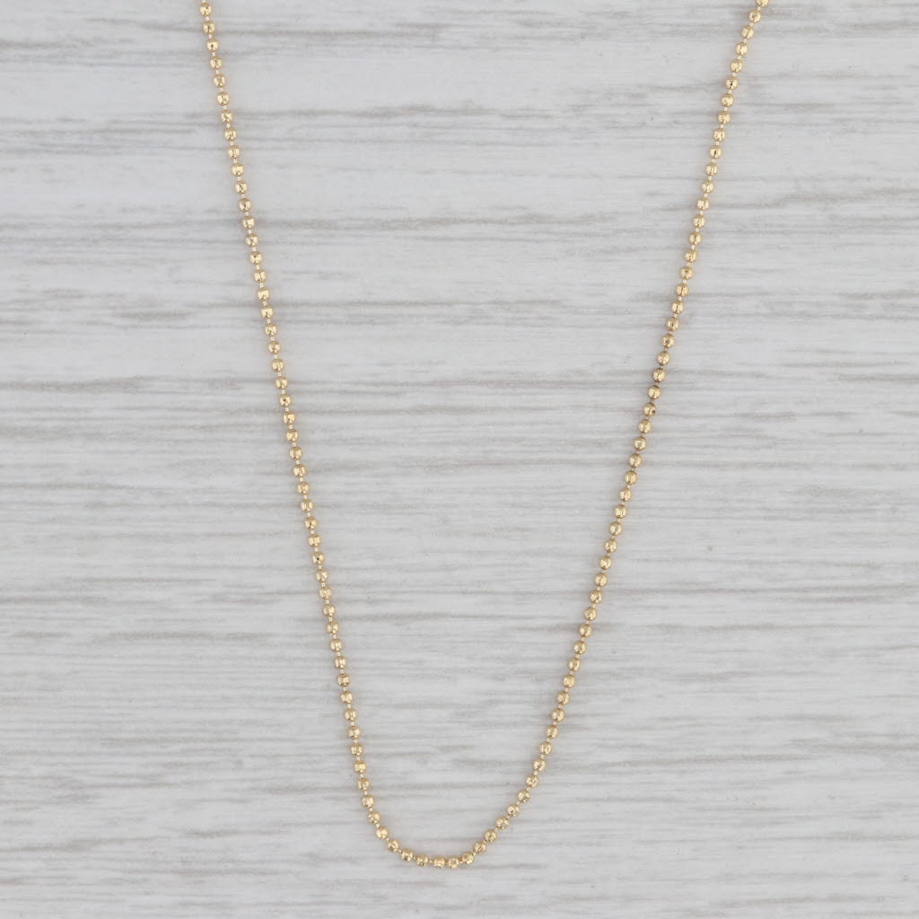 Gray Bead Chain Necklace 10k Yellow Gold 17.5" 1mm