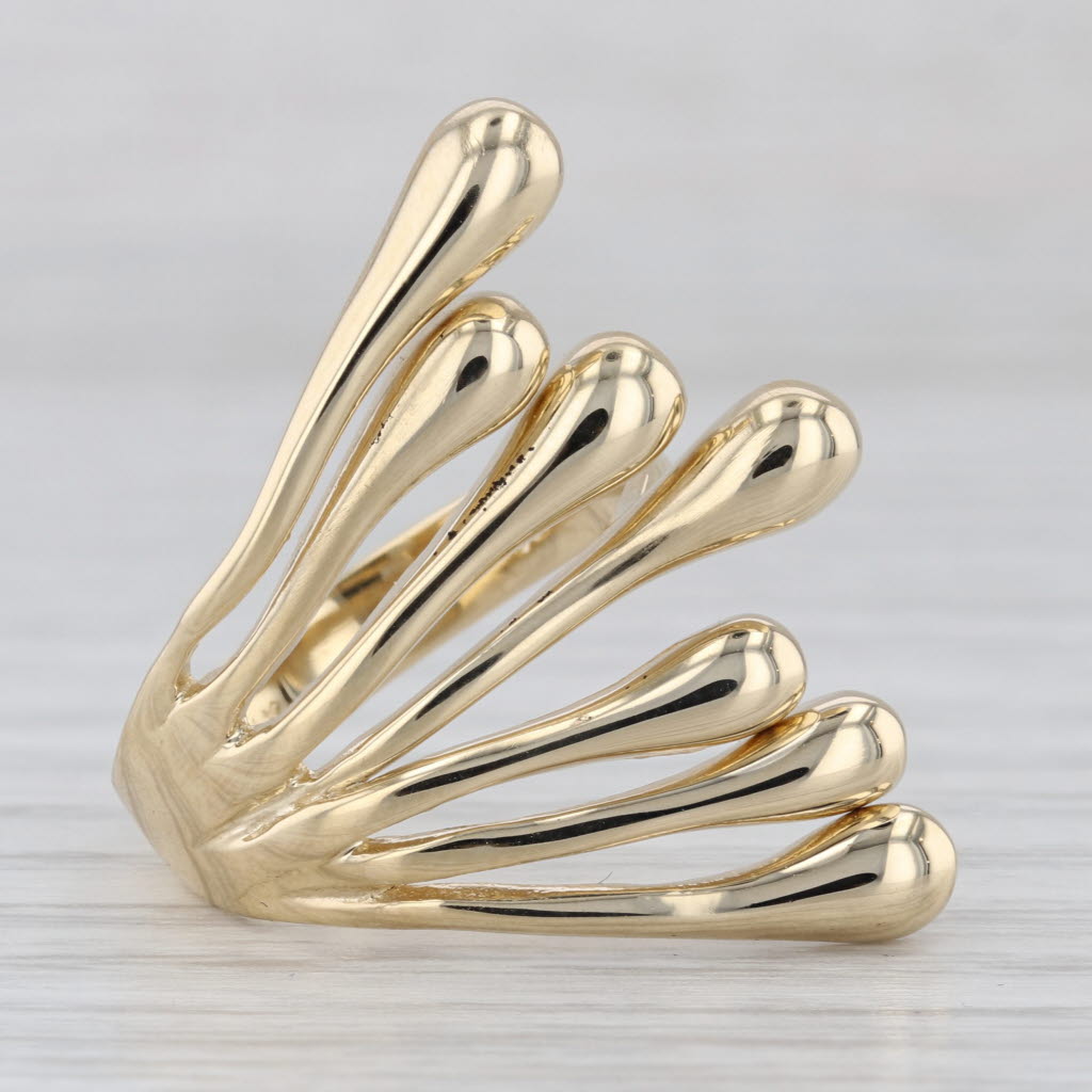 Abstract Tapering Drop Ring 14k Yellow Gold Size 7-7.25 Statement