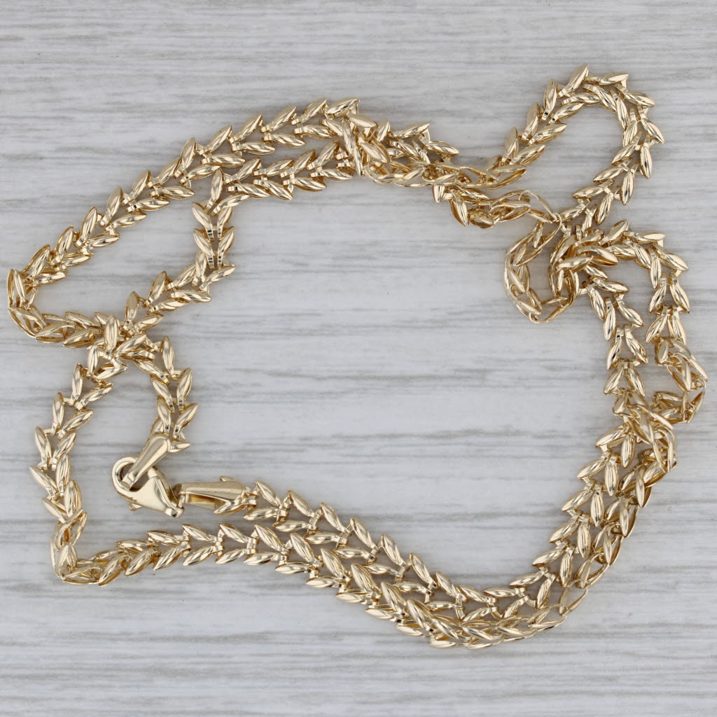 Gray Chevron Chain Necklace 10k Yellow Gold 18.25" 4mm