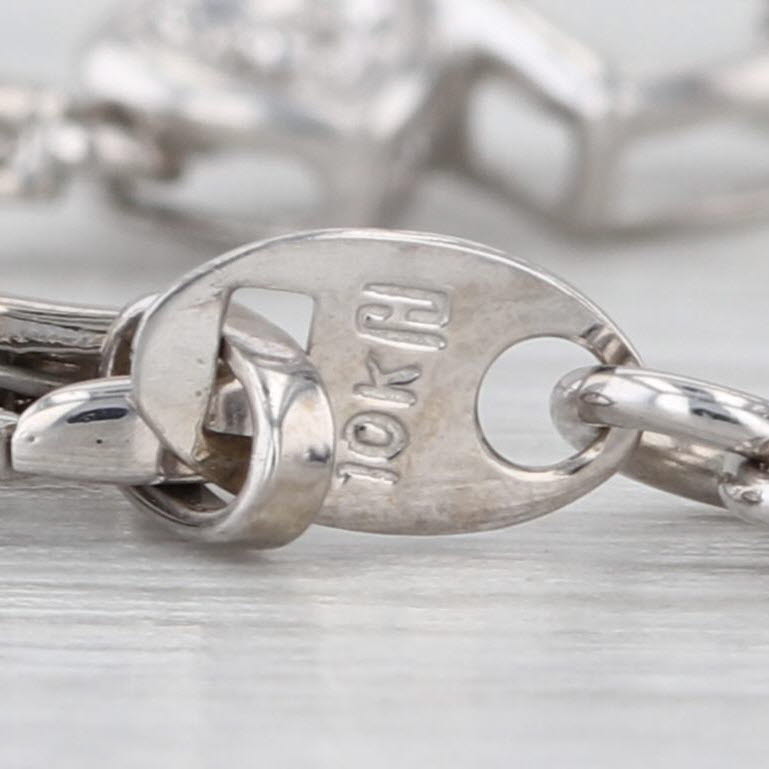 Diamond Accented Hearts Bracelet 10k White Gold 7.25" 5.5mm