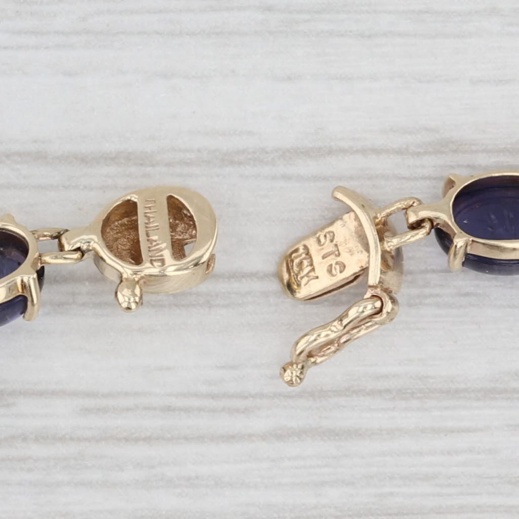 Blue Iolite Tennis Bracelet 10k Yellow Gold 7" 5mm