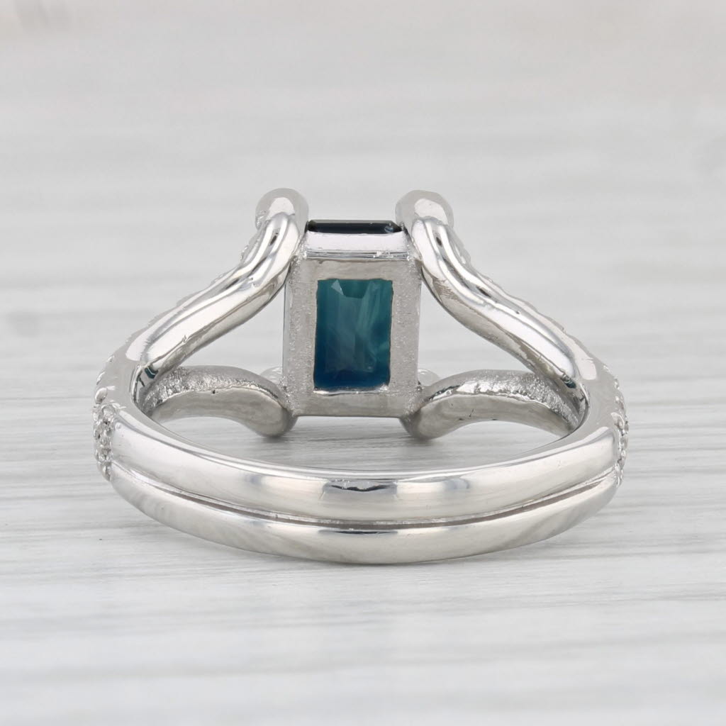 Light Gray 1.36ctw Blue Sapphire Diamond Ring Platinum Size 4.75 Engagement