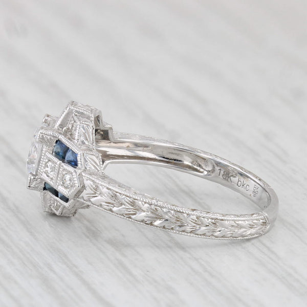 New Beverley K Sapphire Diamond Sapphire Semi Mount Engagement Ring 18k Gold