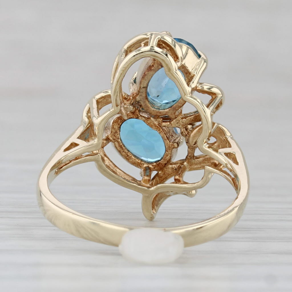Gray 2.12ctw Blue Topaz Diamond Ring 14k Yellow Gold Size 6.5 Cocktail