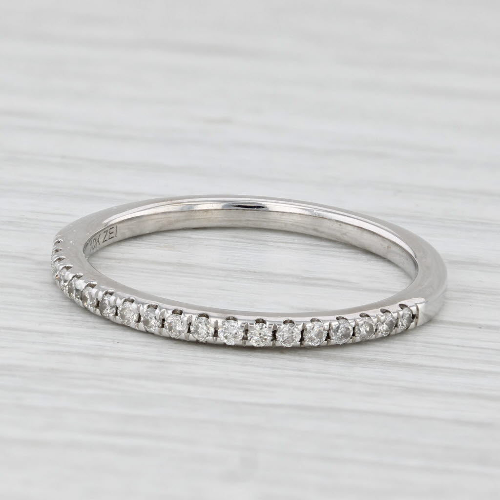 Light Gray 0.10ctw Diamond Wedding Band 10k White Gold Size 7 Stackable Ring