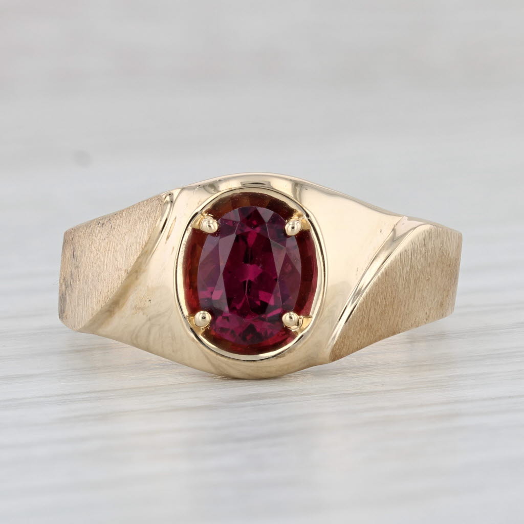 Light Gray 1.58ct Rhodolite Garnet Men's Ring 10k Yellow Gold Size 11 Oval Solitaire