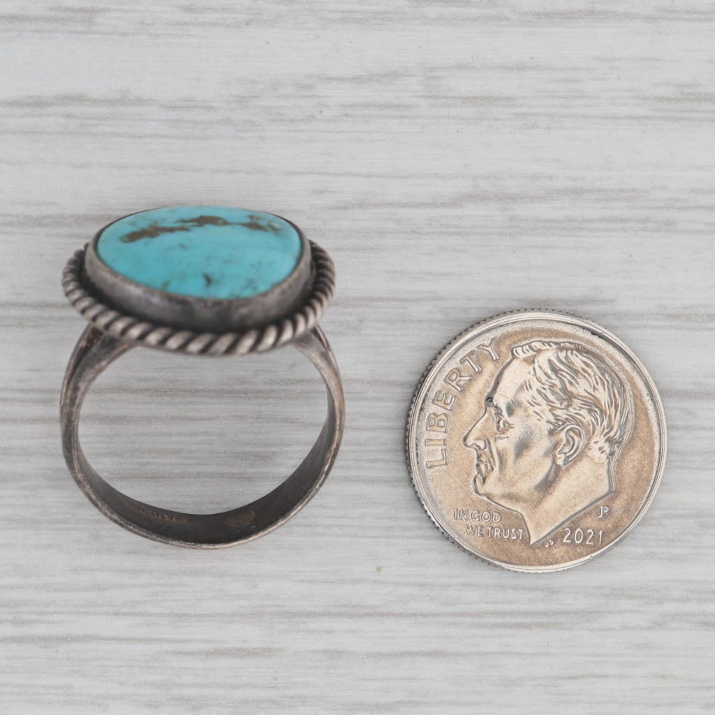 Gray Vintage Turquoise Native American Ring Sterling silver Size 6.25 Artisan Signed